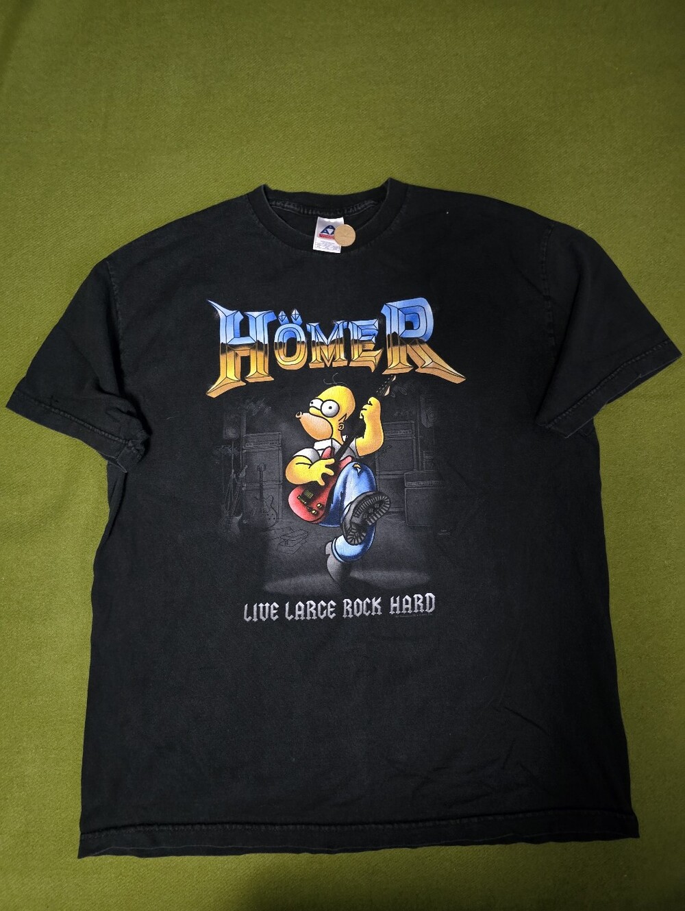 Vintage Homer 'Live Large Rock Hard' Black Graphic Tee